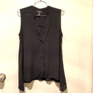 Alfani Black Simi Sheer Sleeveless Button Down Blouse- Size 4 Petite